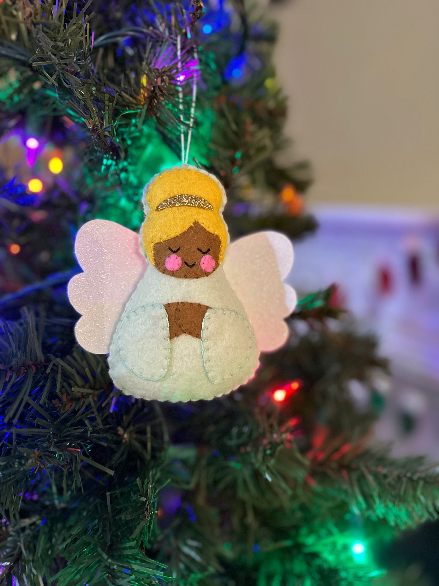 felt angel ornament - mint