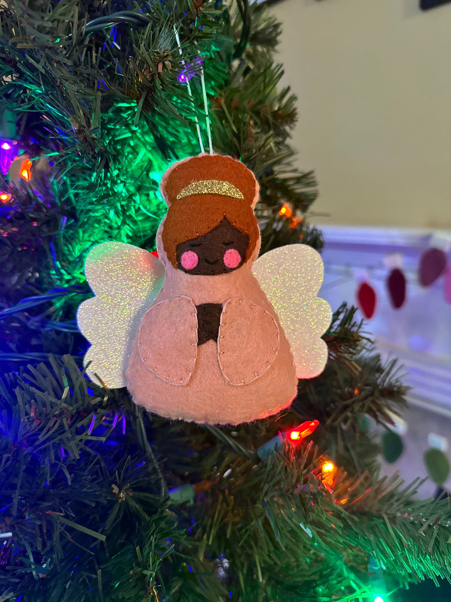 felt angel ornament - blush