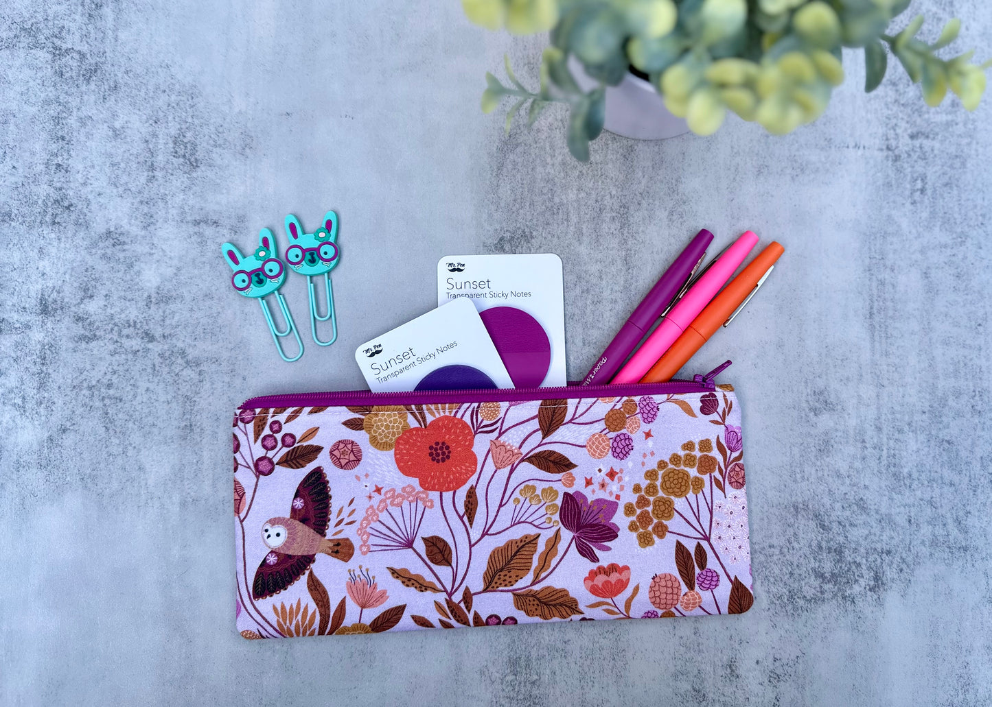 Flowers & Owl - Pencil Pouch