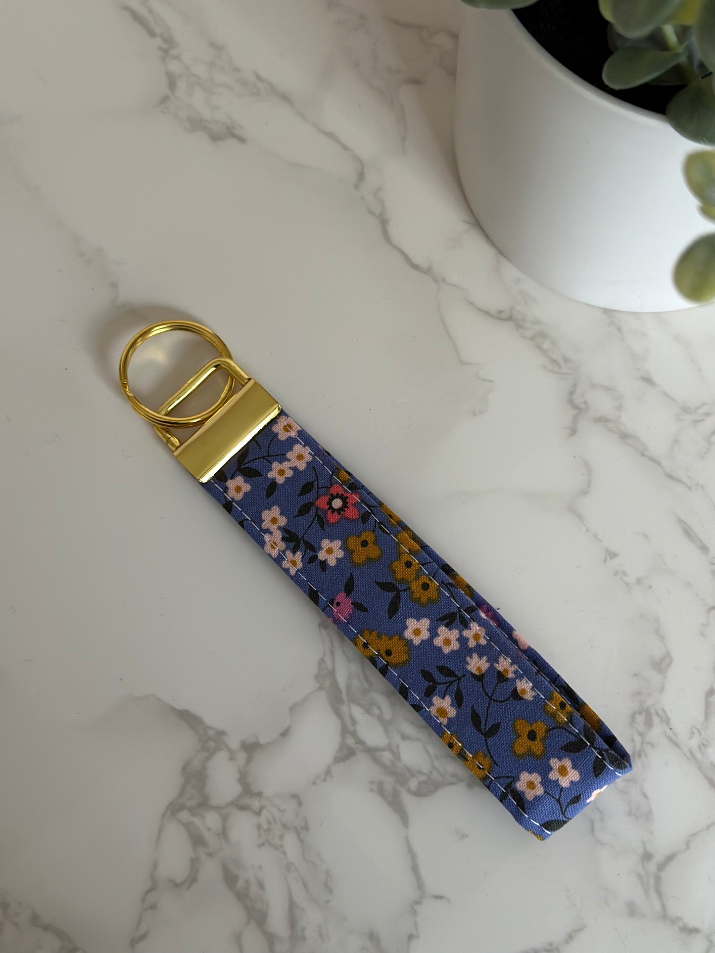 Key Fob - Blue Floral