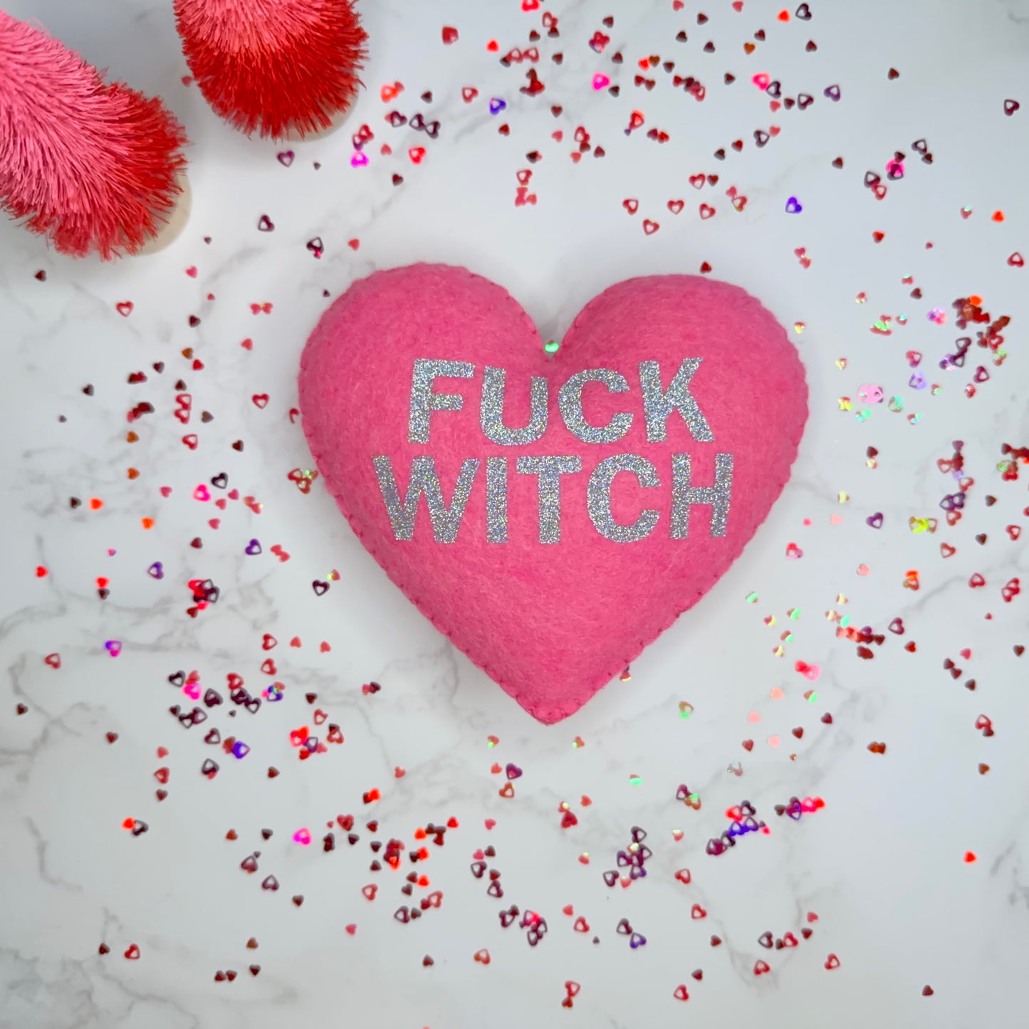 fuck witch - felt candy heart