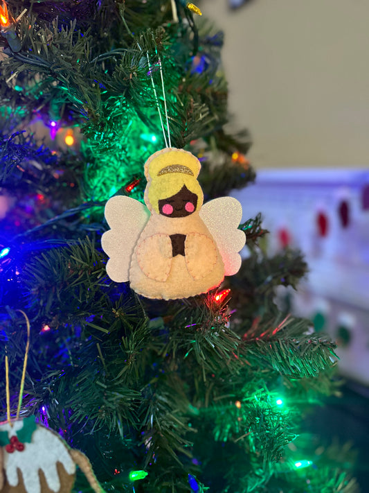 felt angel ornament - peach