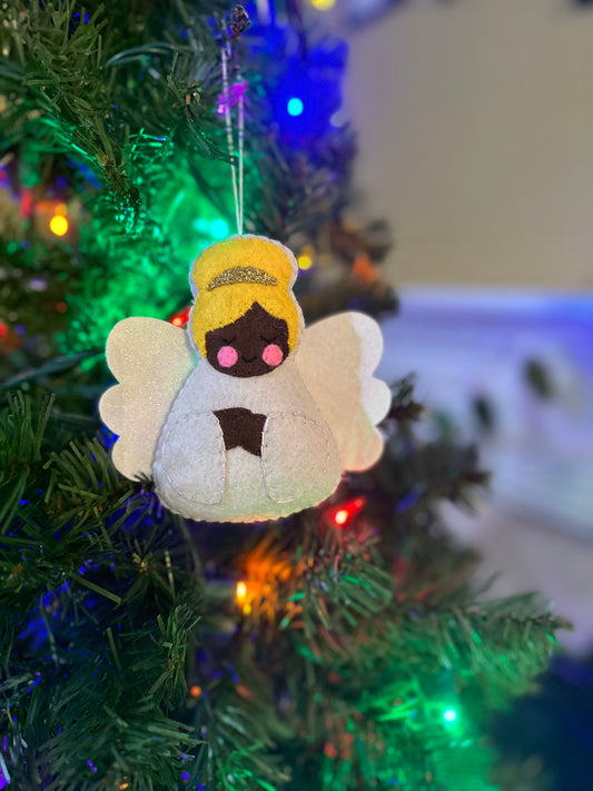 felt angel ornament - linen