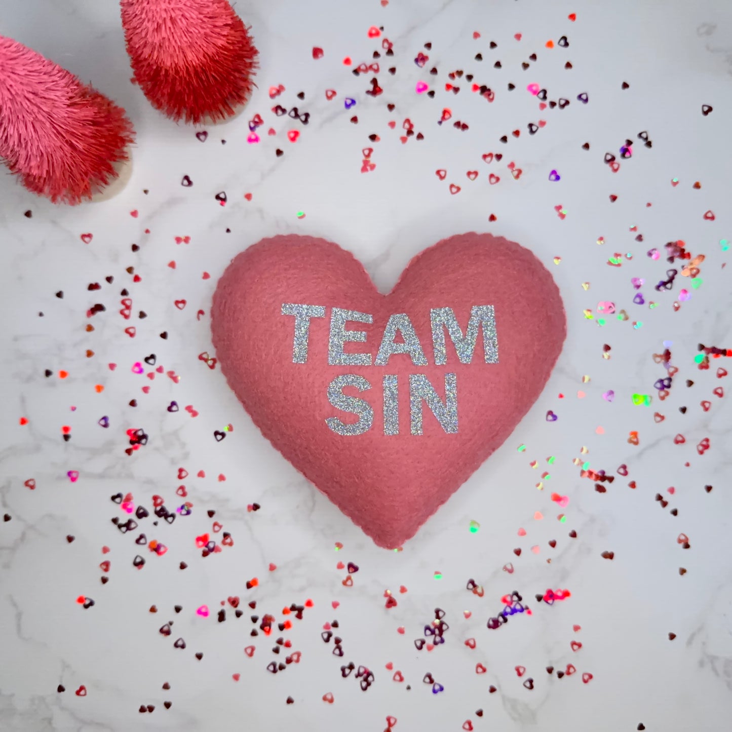 team sin - felt candy heart