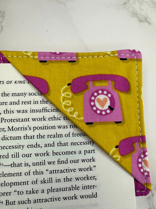 fabric corner bookmark - ring a ding ding