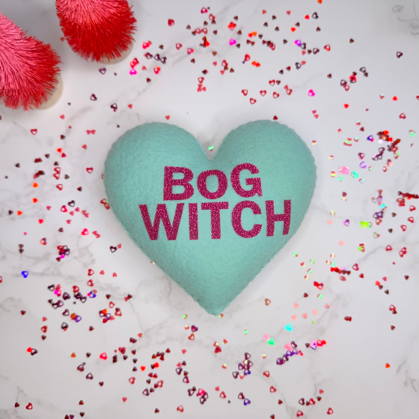 bog witch - felt candy heart