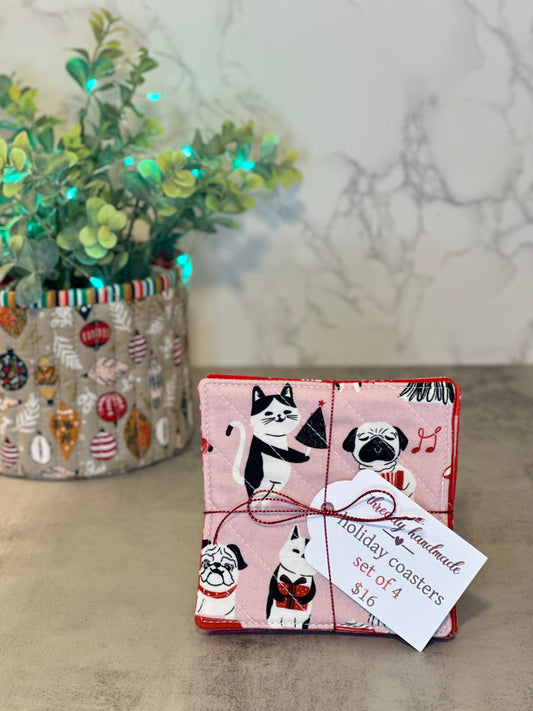 Christmas Coasters - Pinks & reds