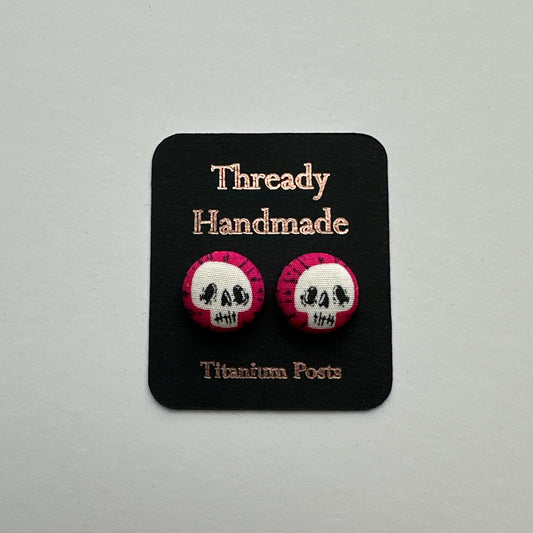 Earrings - Skulls on Pink