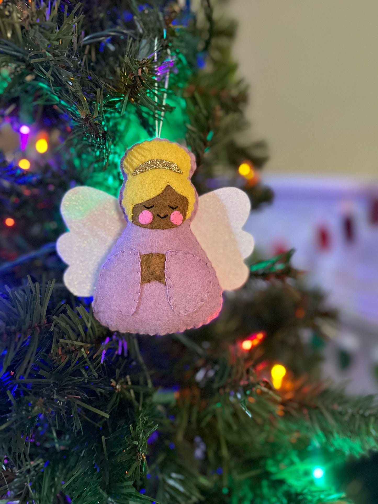 felt angel ornament - lilac