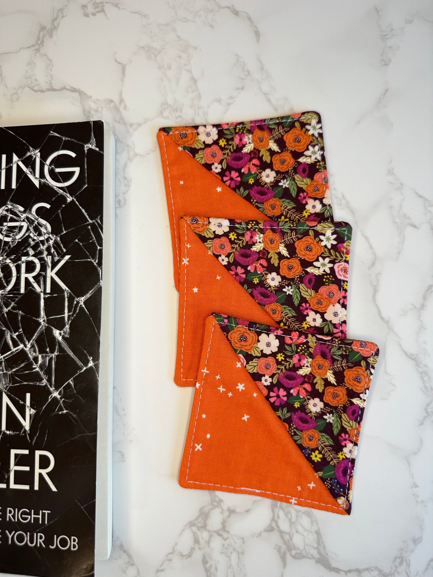 fabric corner bookmark - fall florals