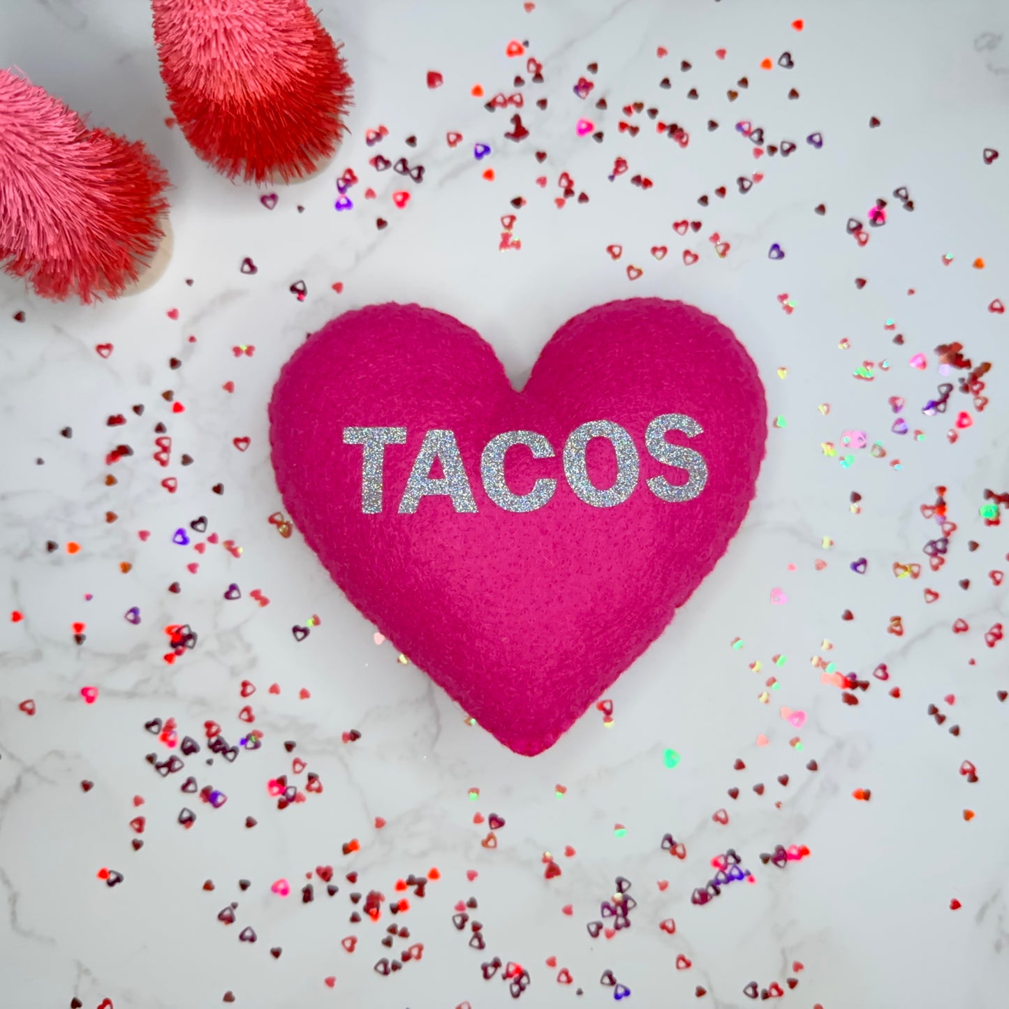 tacos - felt candy heart