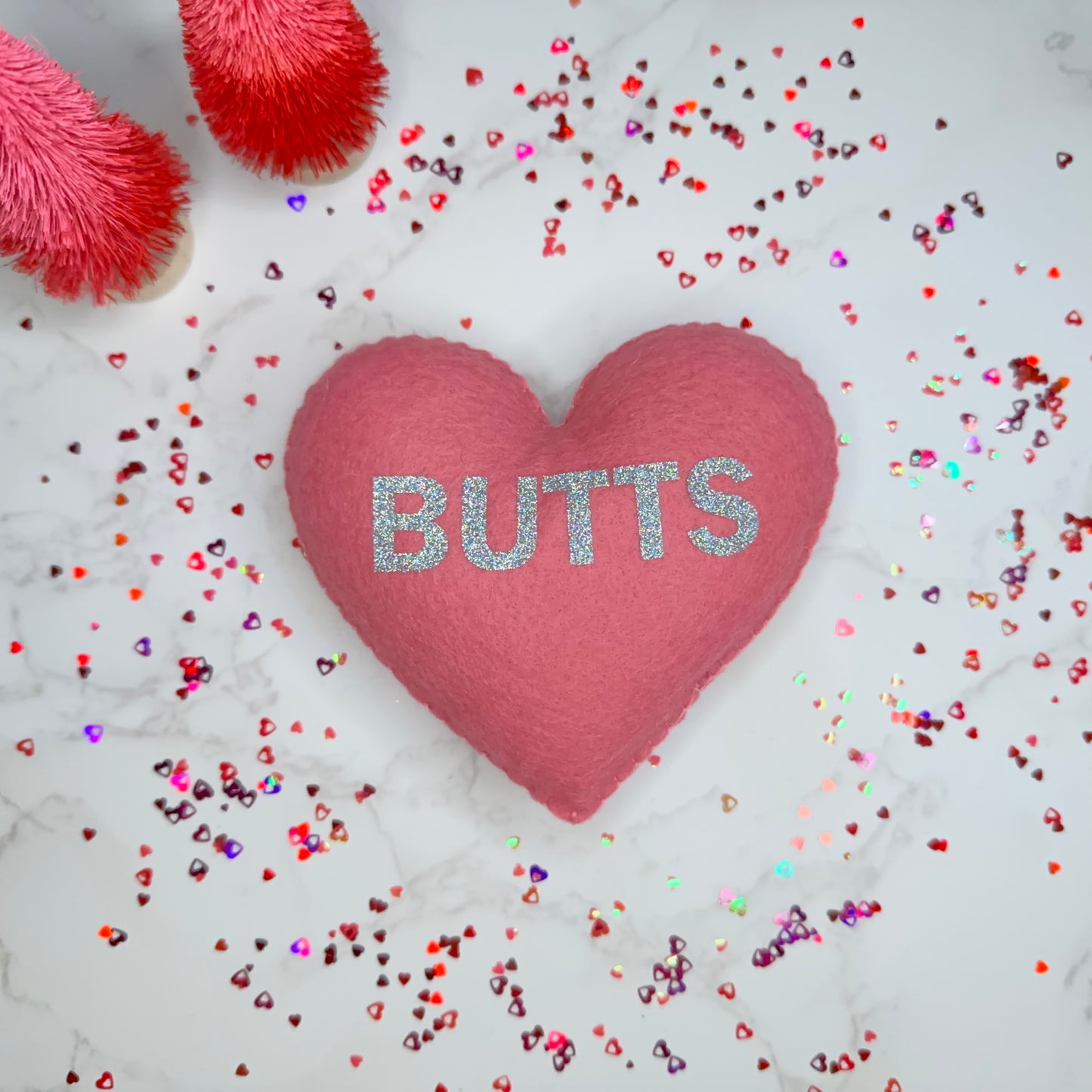 butts - felt candy heart