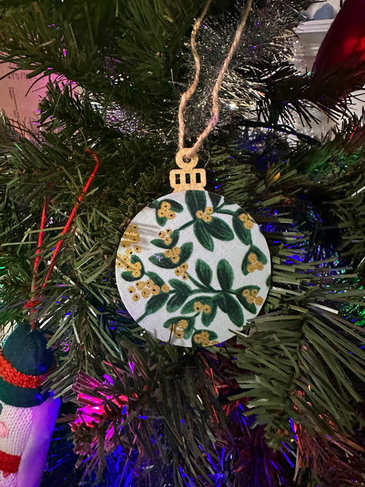 fabric ornament - rifle paper mistletoe in mint