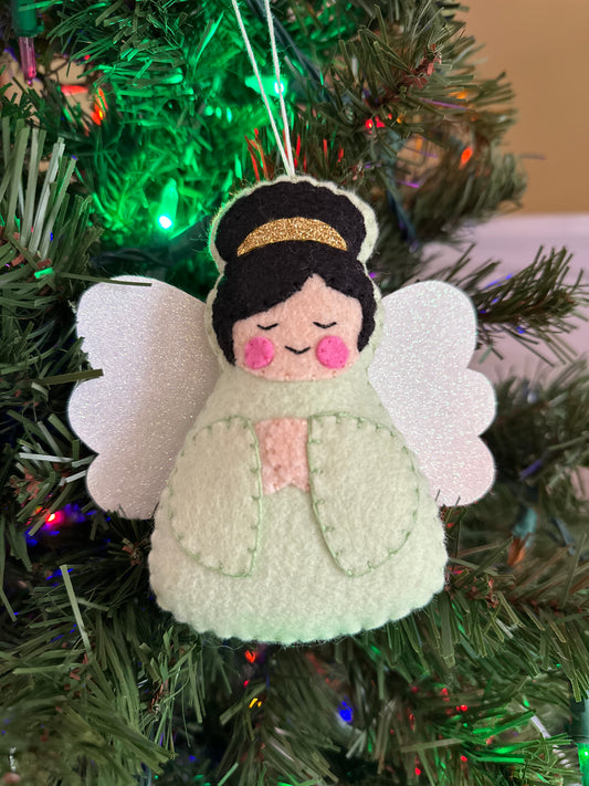 felt angel ornament - mint