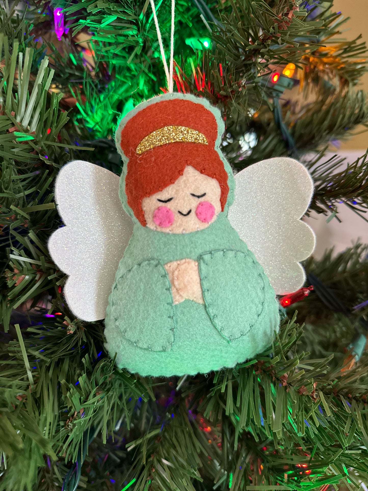 felt angel ornament - jadeite