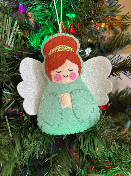 felt angel ornament - jadeite