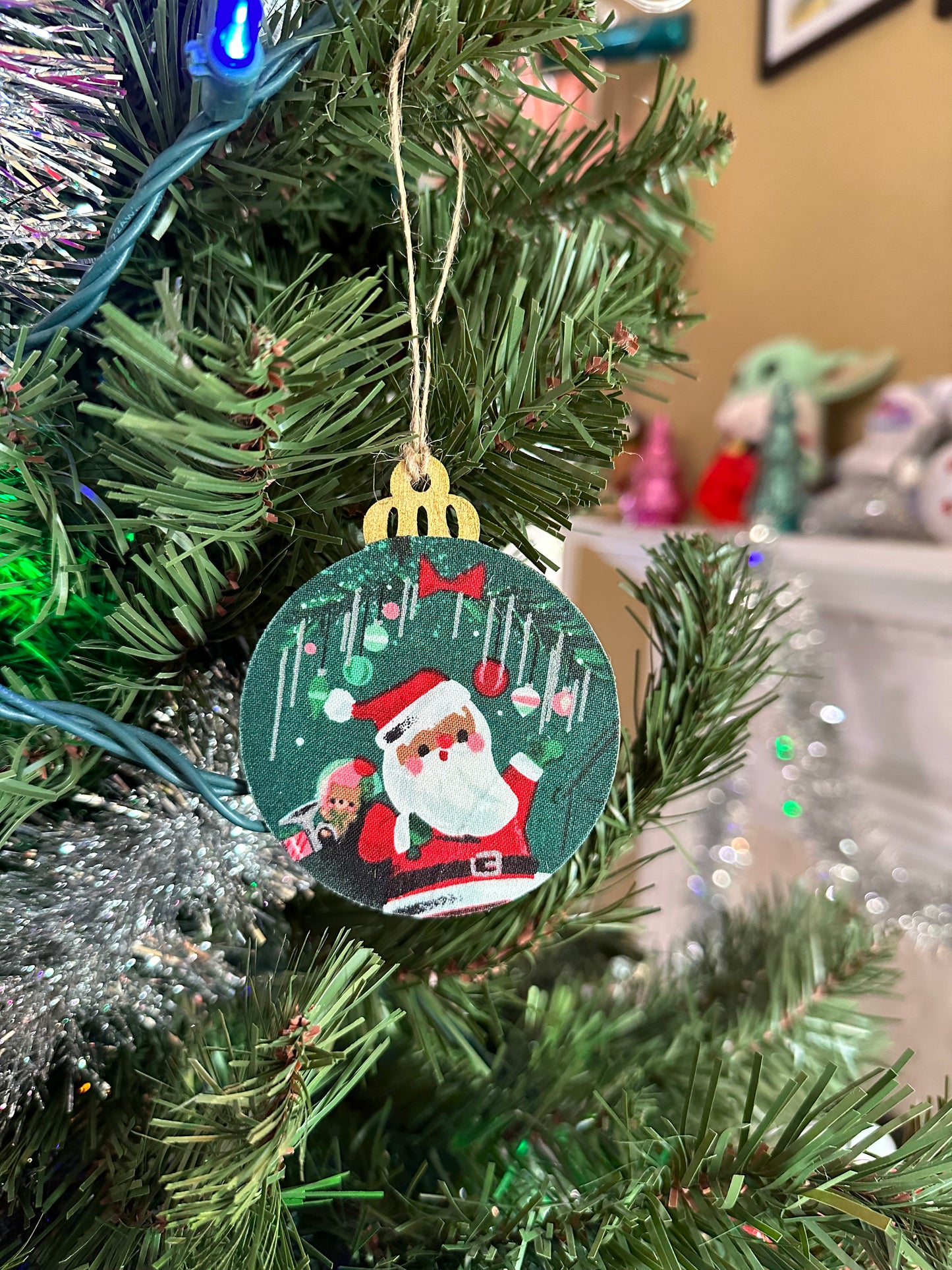 fabric ornament - jolly santa