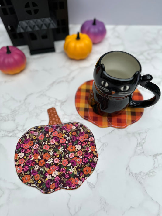 floral / floral - fabric pumpkin coaster