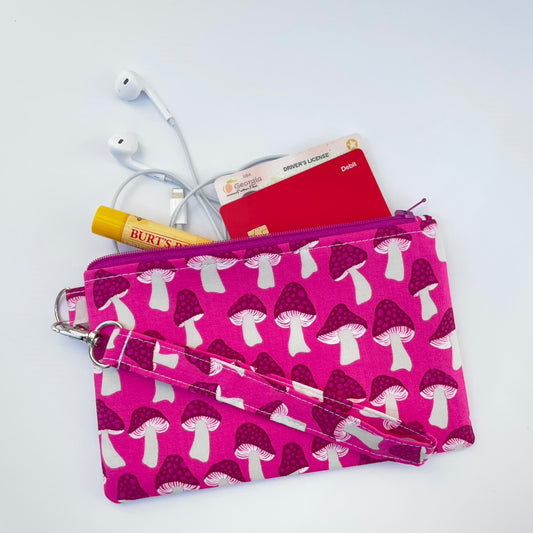 Wristlet - Mushrooms Pink