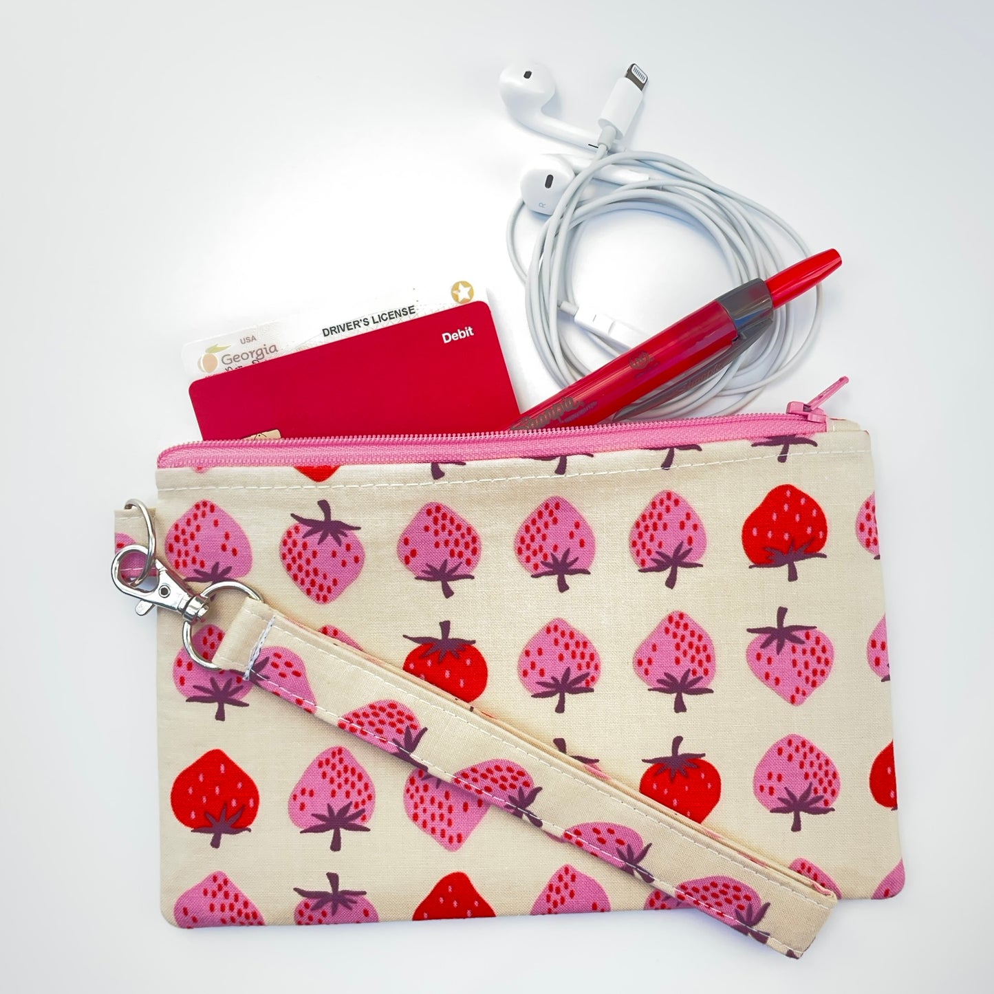 Wristlet - Pink Strawberries