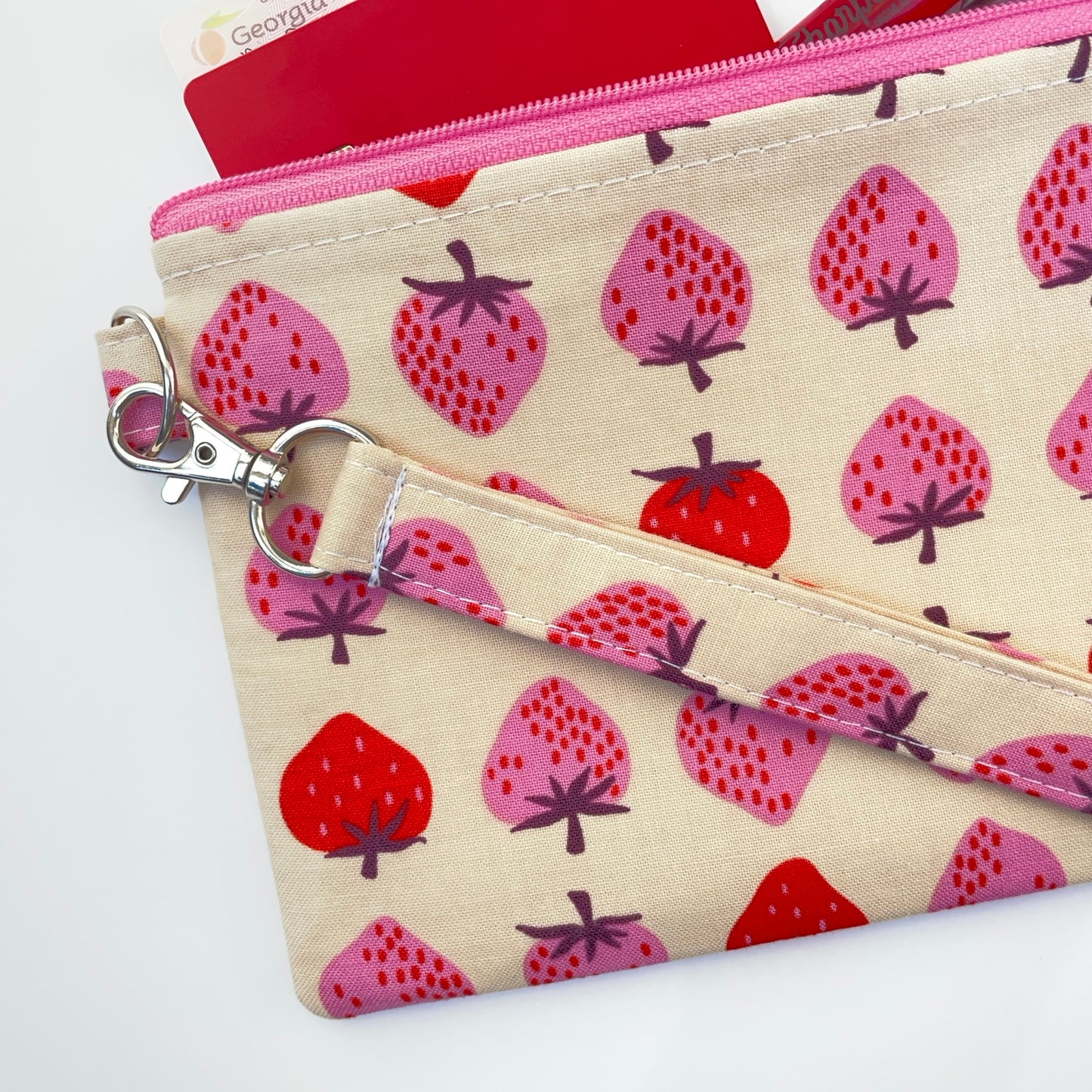 Wristlet - Pink Strawberries