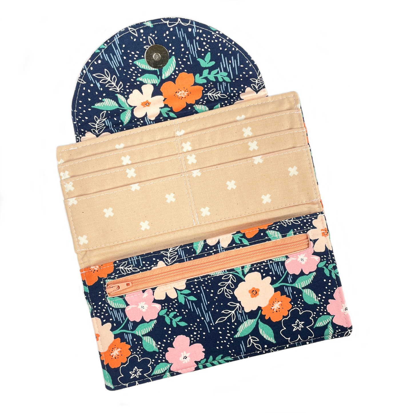 Navy Floral - Slim Wallet