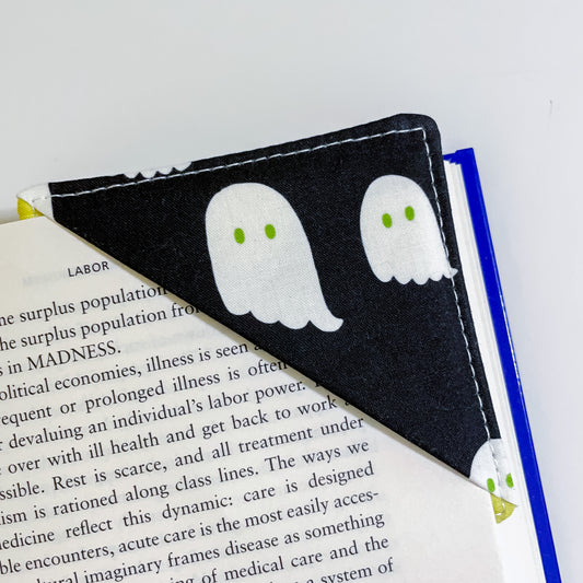 fabric corner bookmark - boo!