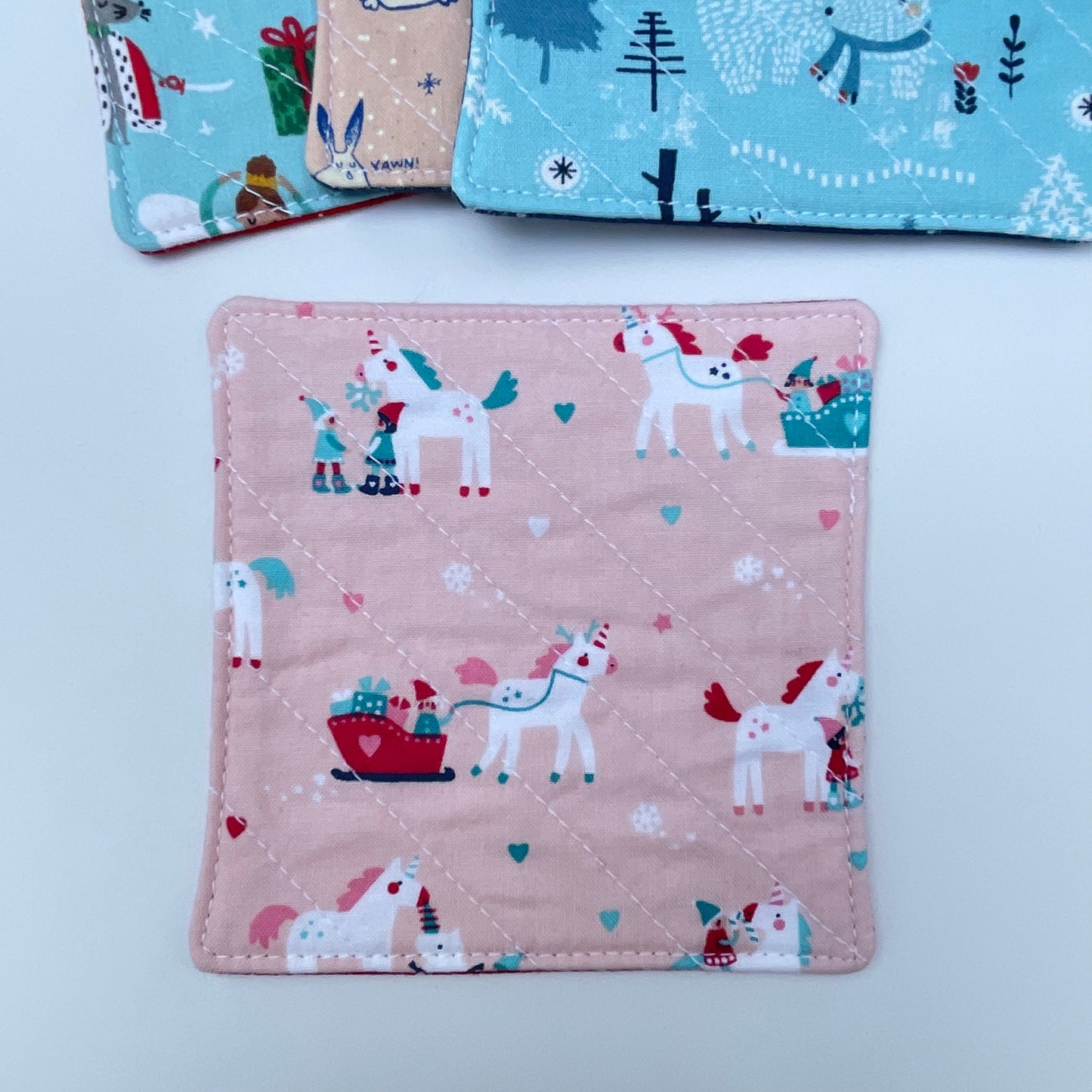 Christmas Coasters - Pinks and Blues