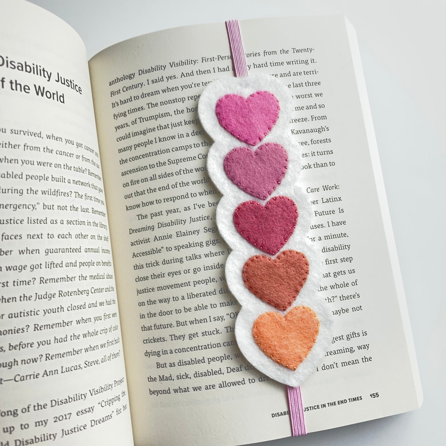 hearts felt elastic bookmark / planner band