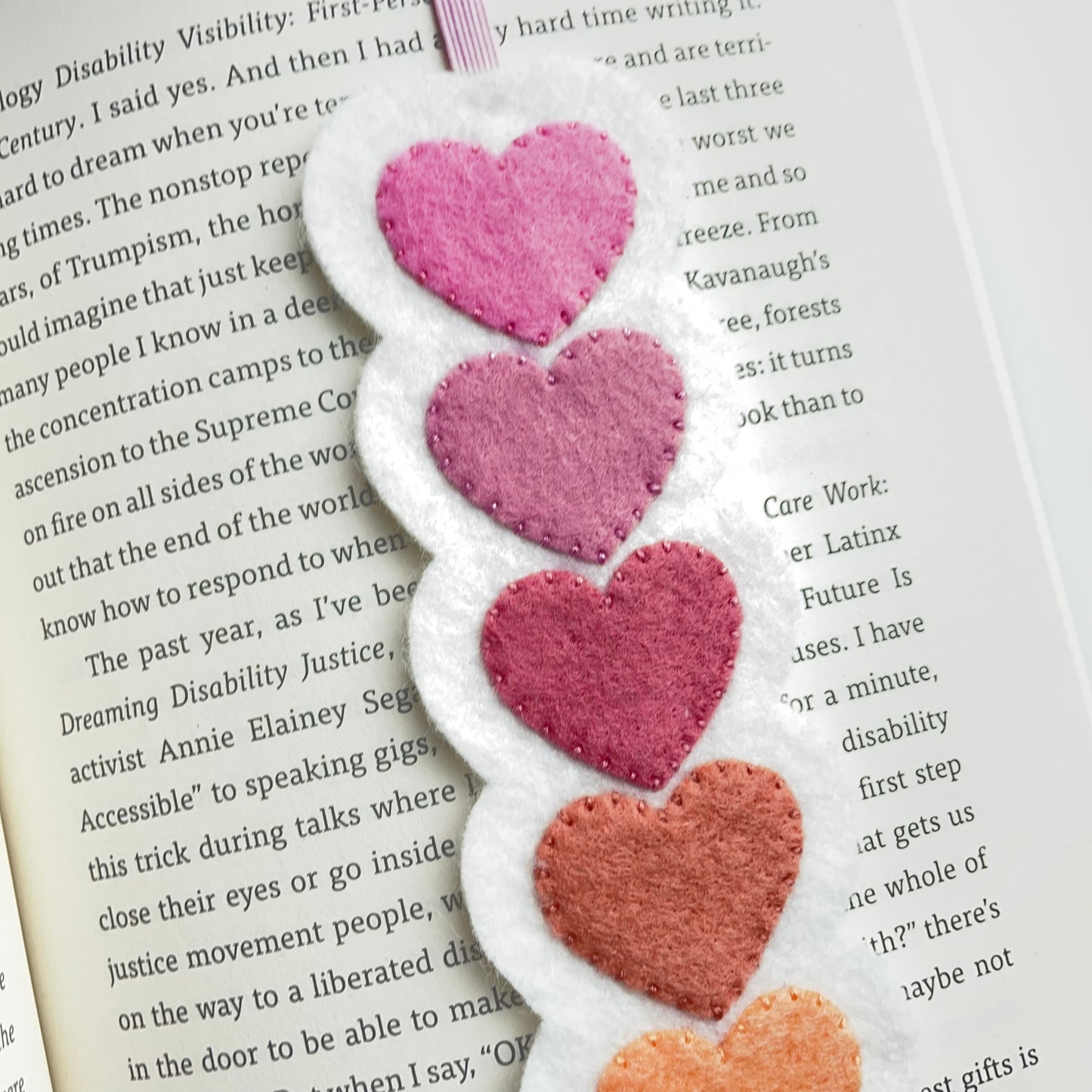 hearts felt elastic bookmark / planner band