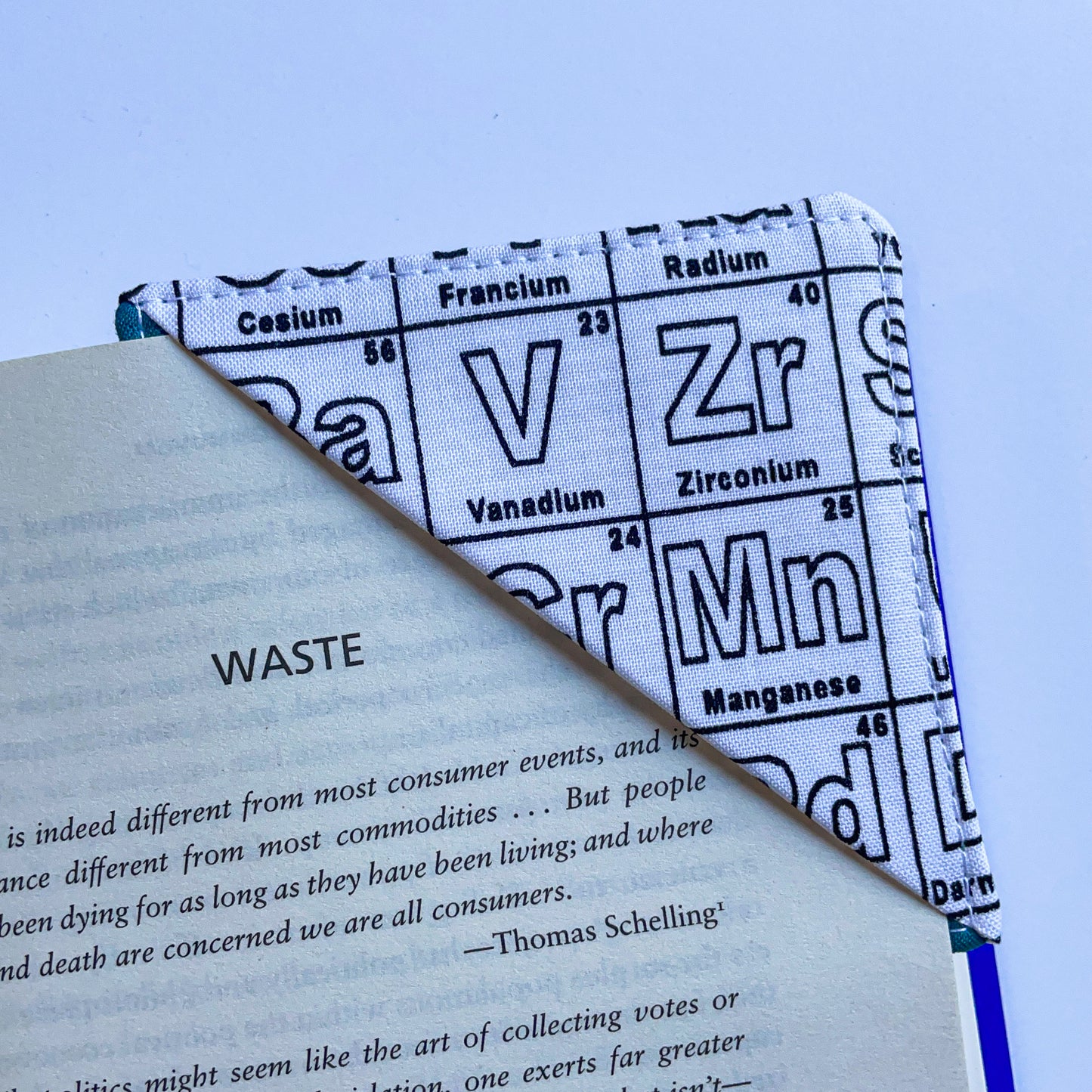 fabric corner bookmark - anger a chemist