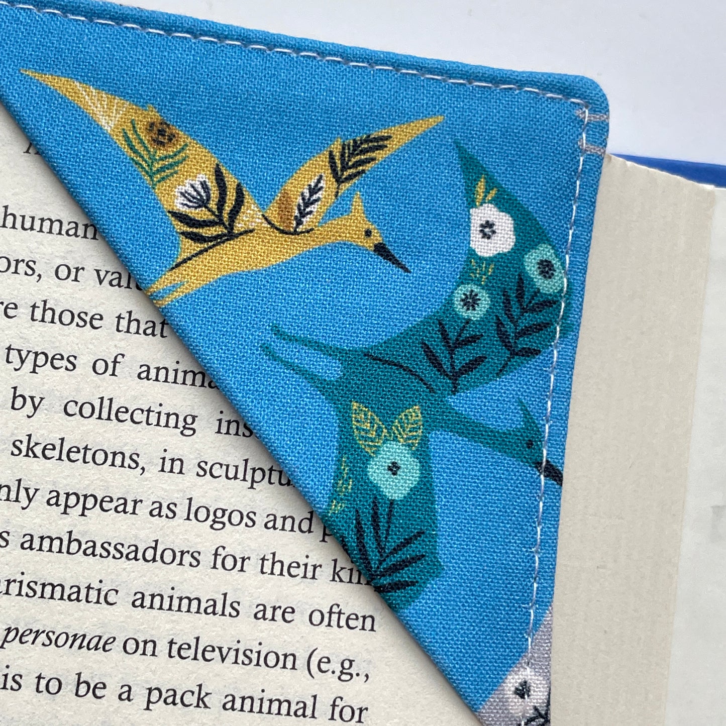 fabric corner bookmark - dinos