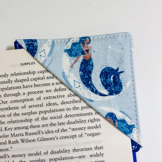 fabric corner bookmark - mermaids