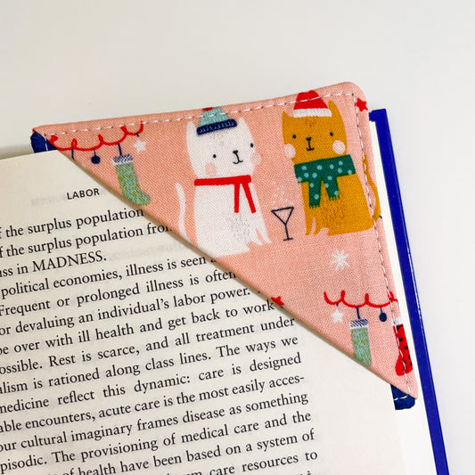 fabric corner bookmark - cocktail cats