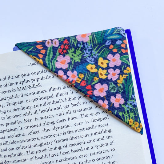 fabric corner bookmark - rifle paper bramble