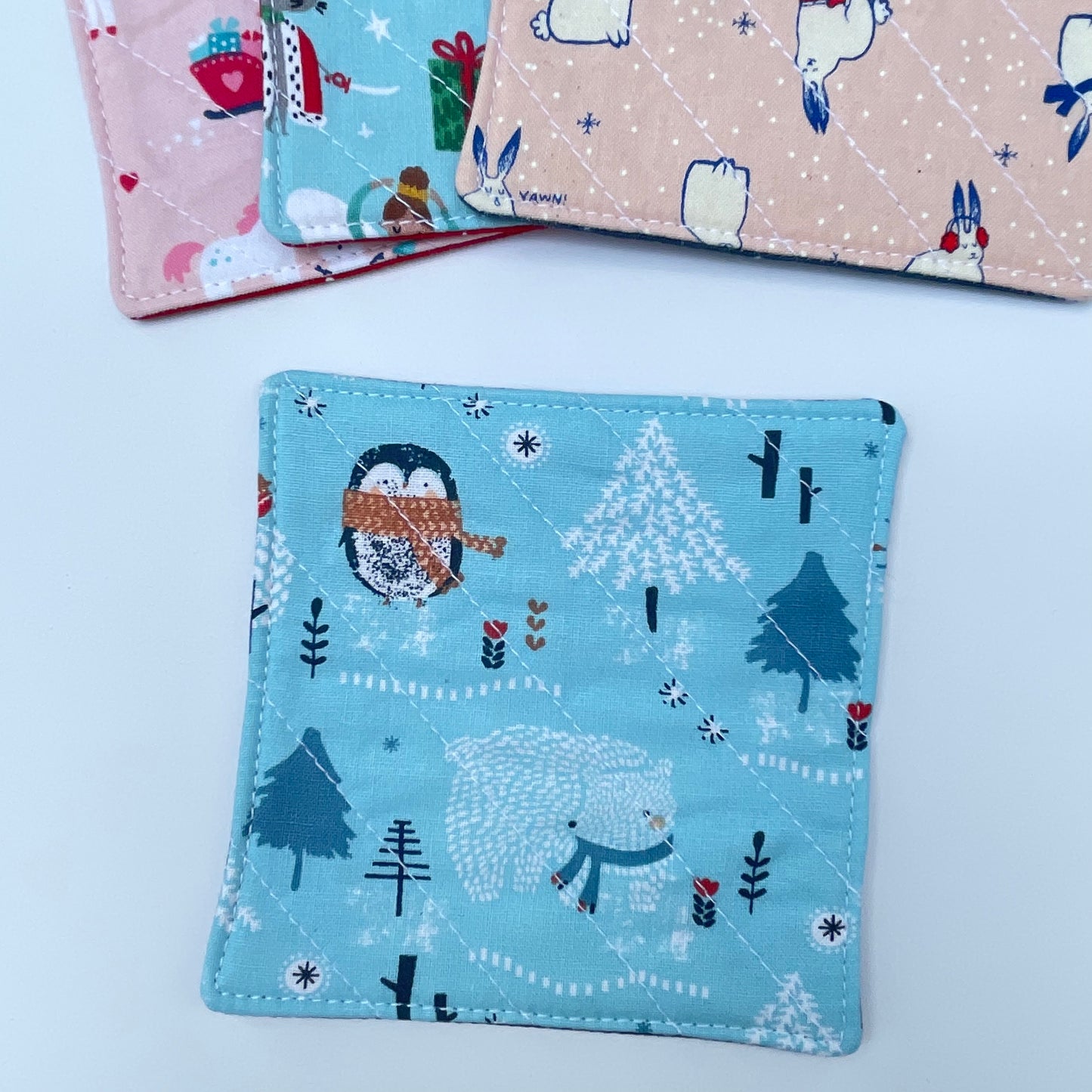 Christmas Coasters - Pinks and Blues