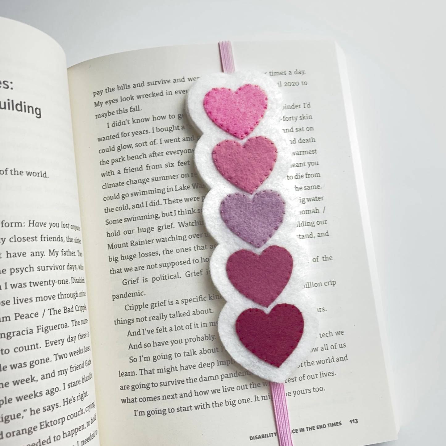 hearts felt elastic bookmark / planner band