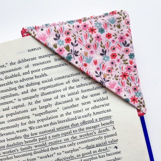 fabric corner bookmark - mini floral