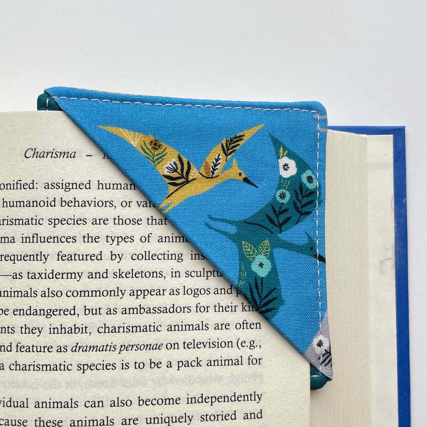 fabric corner bookmark - dinos