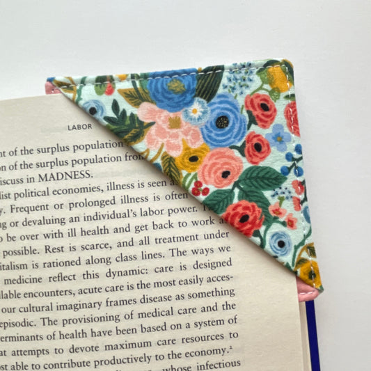 fabric corner bookmark - rifle paper floral