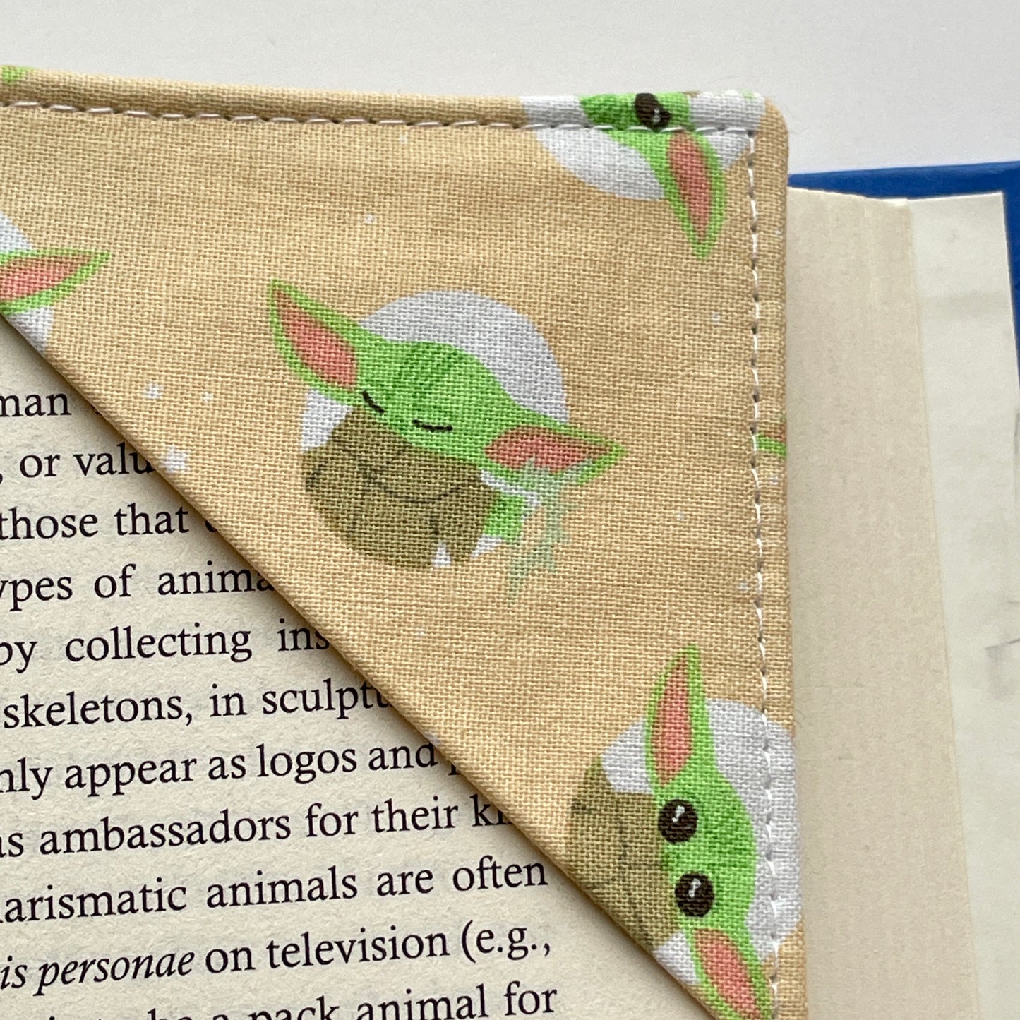 fabric corner bookmark - the baby