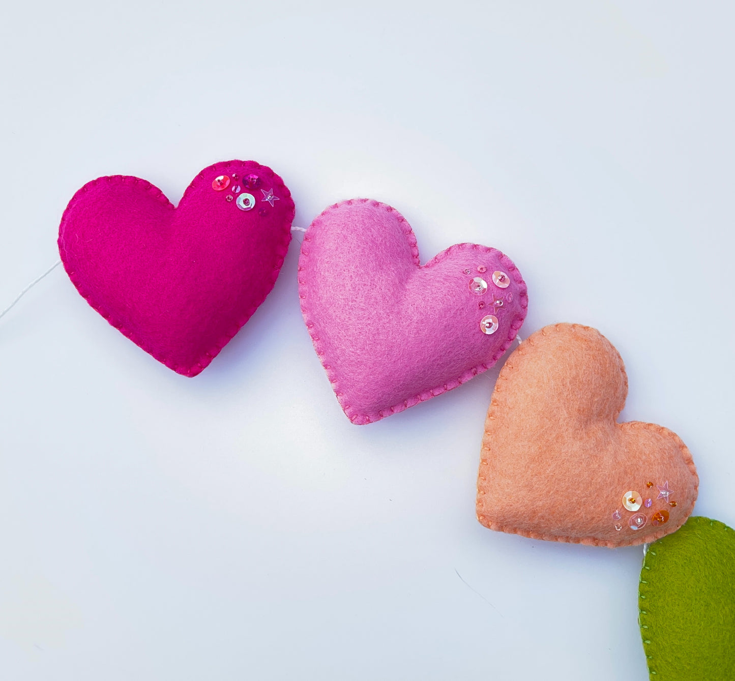 cheerful rainbow heart garland