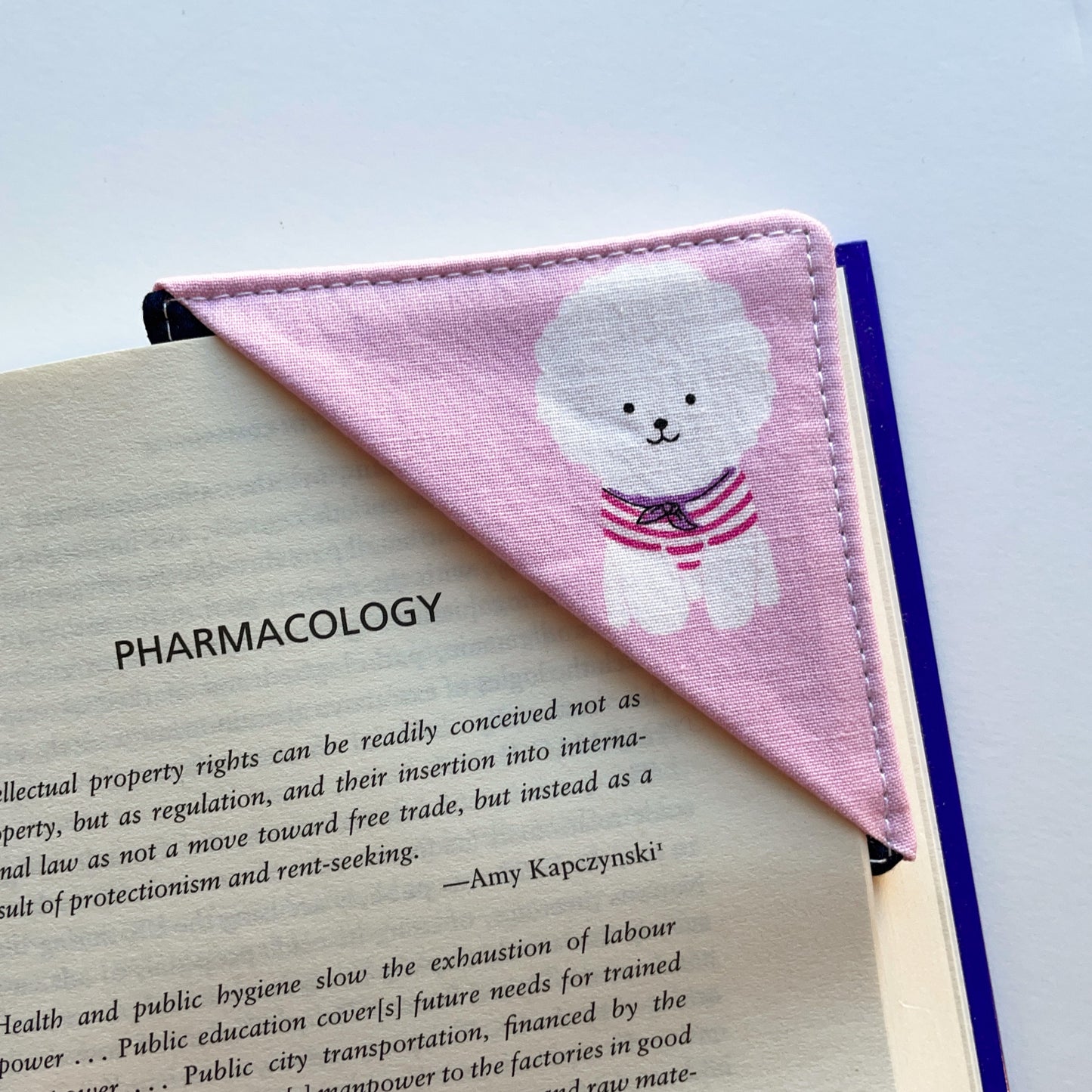 fabric corner bookmark - fancy bichon frisé