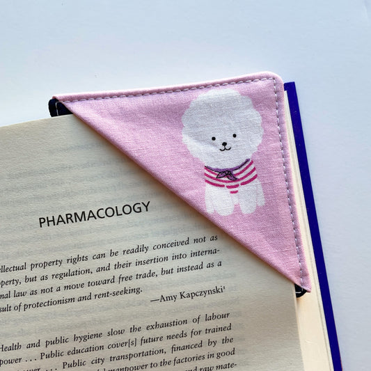 fabric corner bookmark - fancy bichon frisé