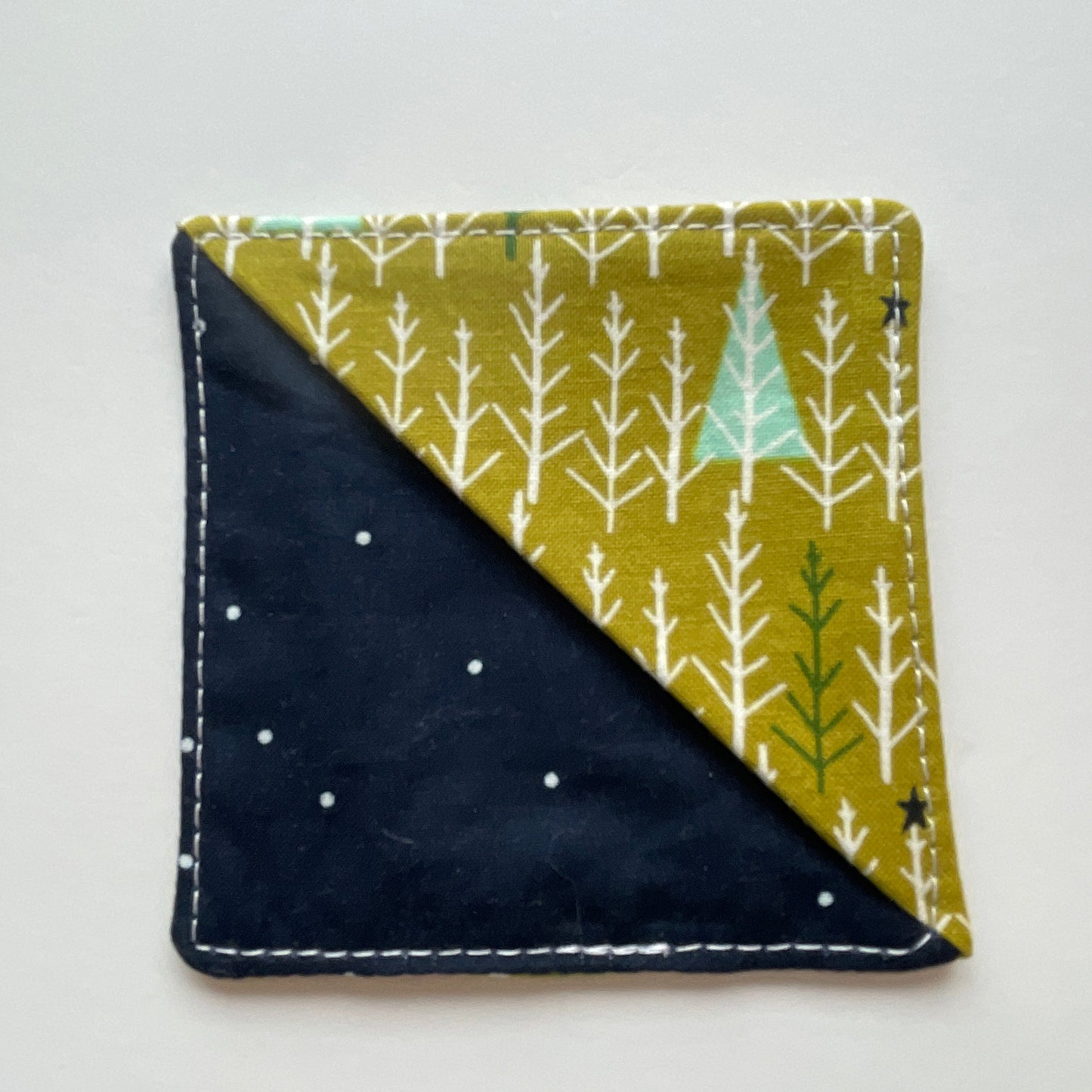 fabric corner bookmark - more winter trees