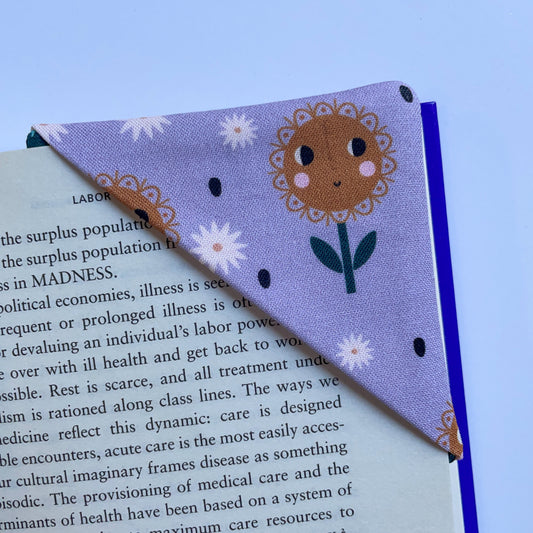 fabric corner bookmark - flower person