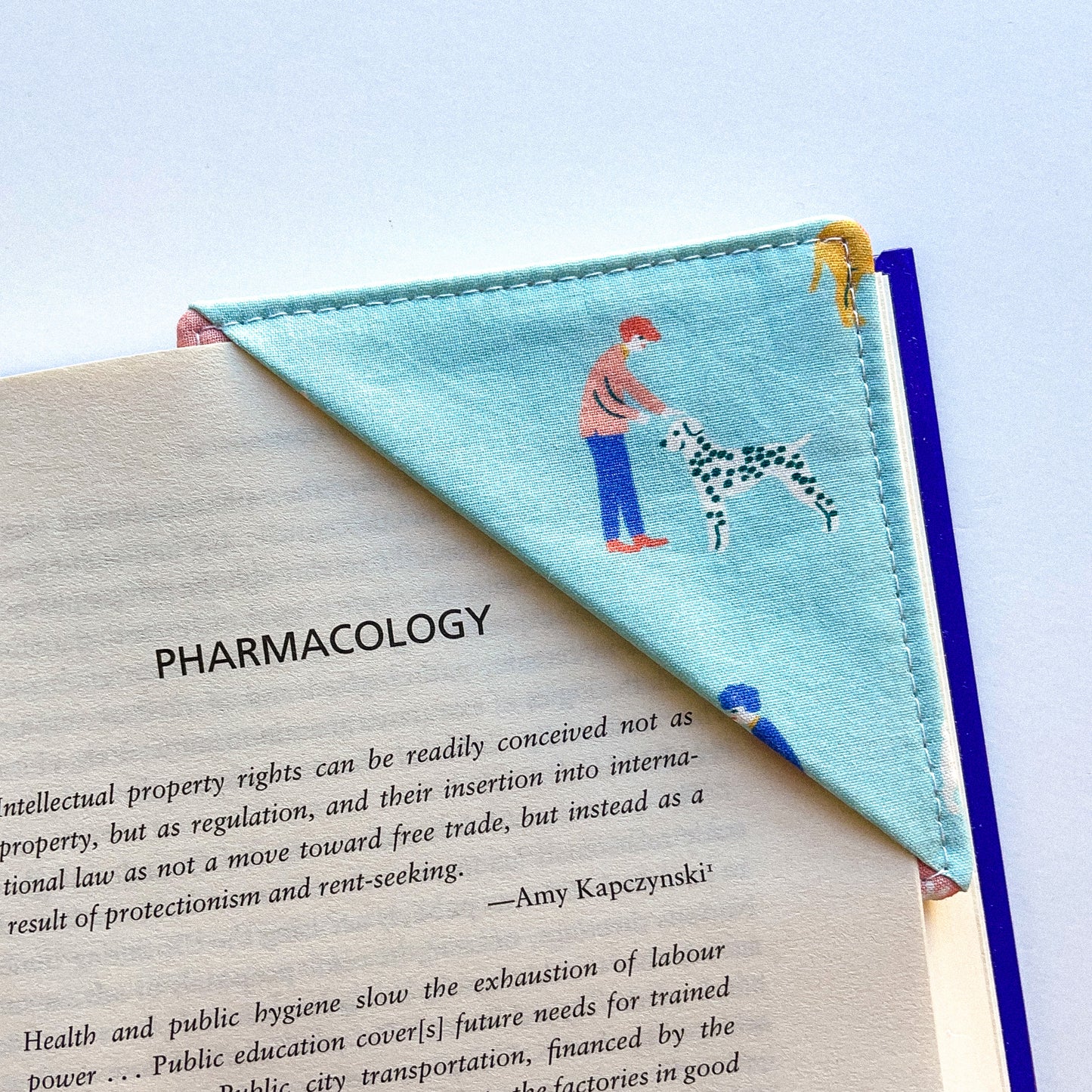 fabric corner bookmark - dogs & friends