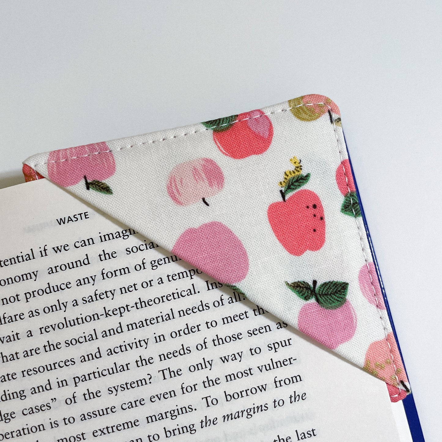 fabric corner bookmark - apples two