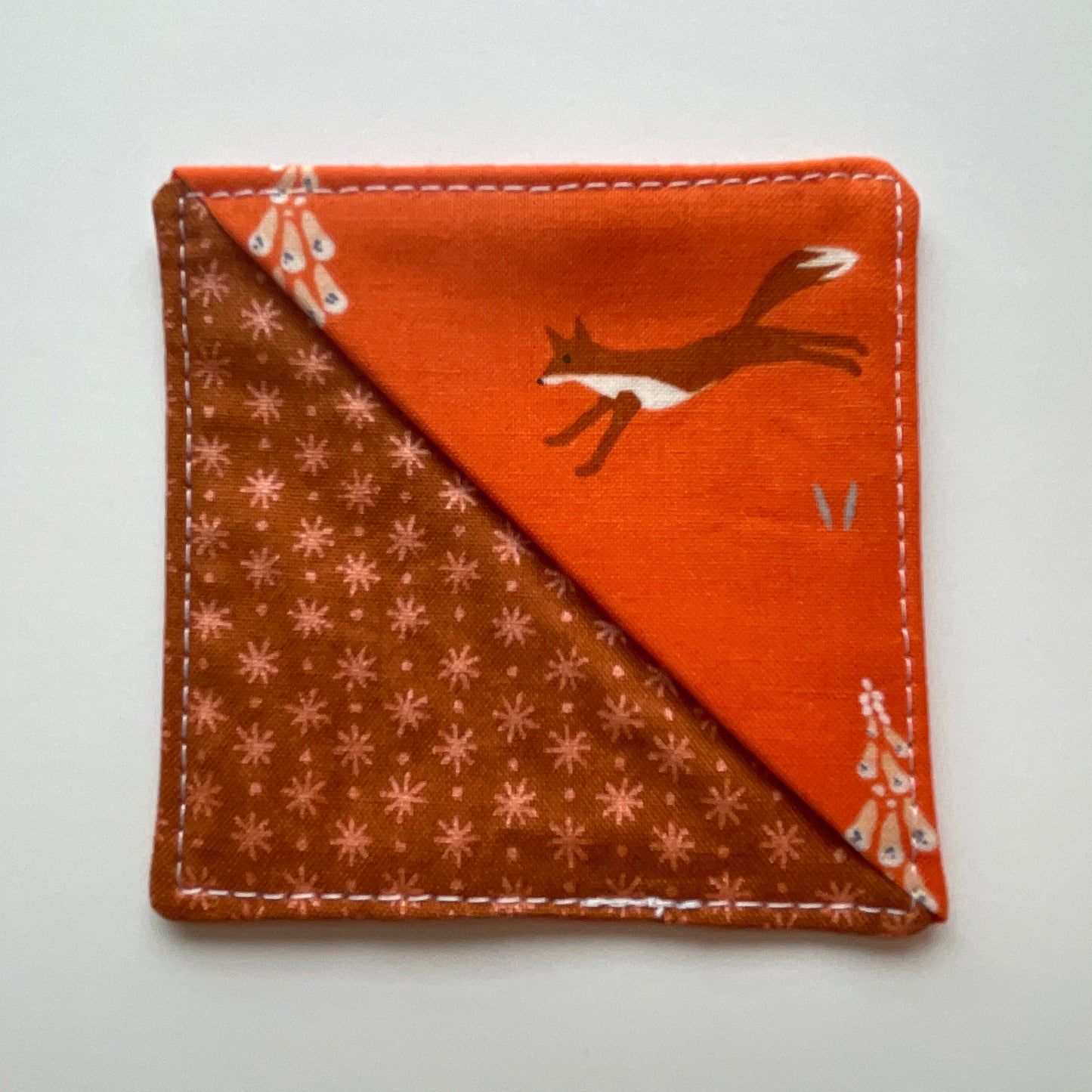 fabric corner bookmark - frolicking fox