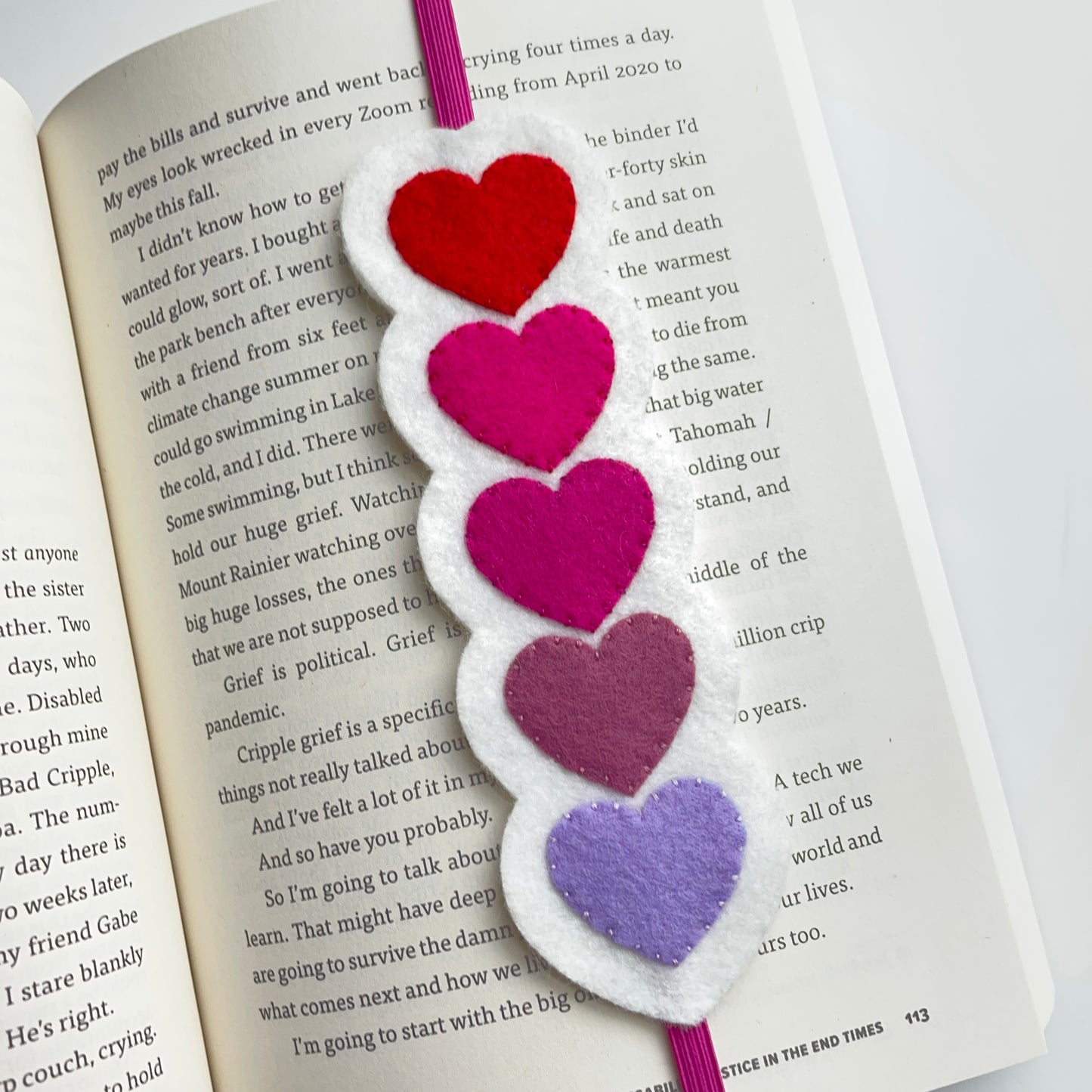 hearts felt elastic bookmark / planner band